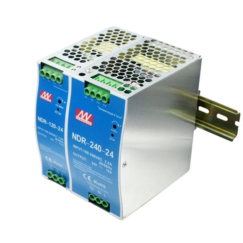 Ultra Slim Step Shape DIN Rail Power Supply AC 90-264V Input 12/24V output DR-15W 30W 45W 60W 75W 120W 240W