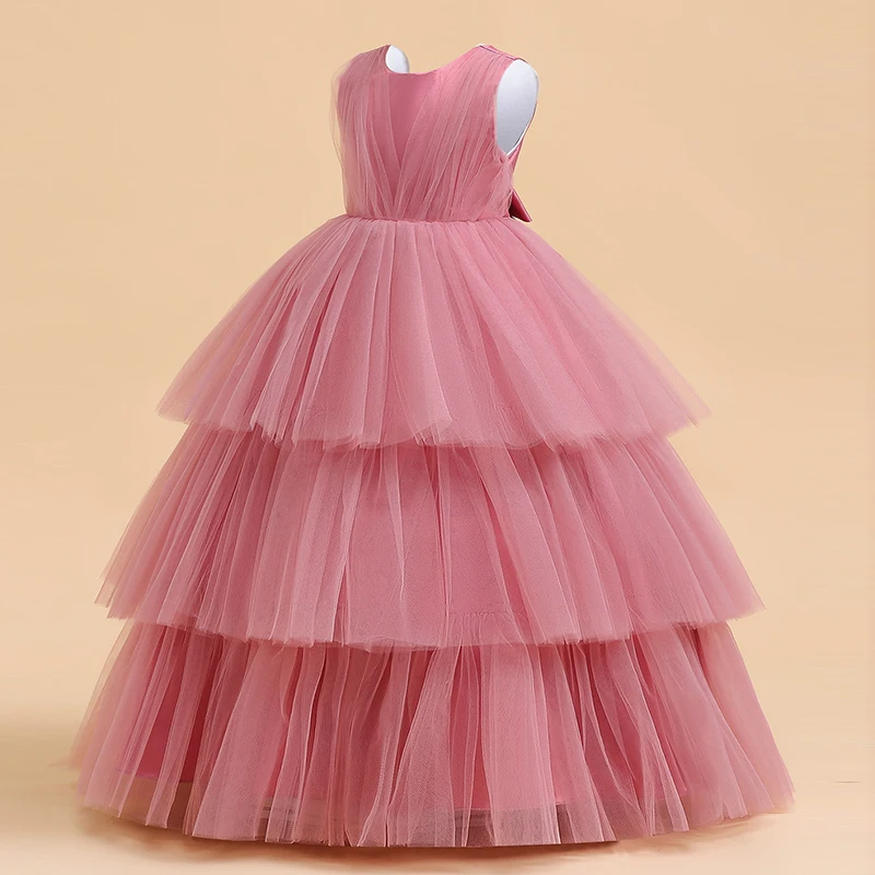 Kids Christmas Evening Girls Children Costume Bridesmaid Clothes Wedding Prom Lace Princess Party Stage Dress Birthday Gown