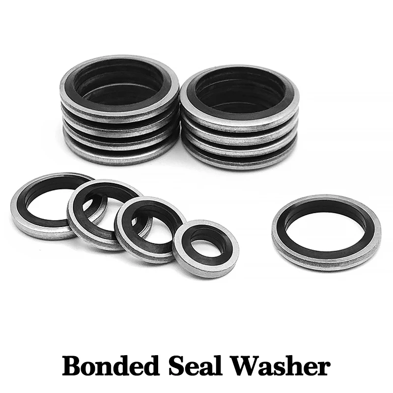 10 Pcs NBR/FKM O-Ring Rubber Metal Seal High Temperature Wear Resistant Pipe Gasket Fuel Line Connection Seal Bonded Washer