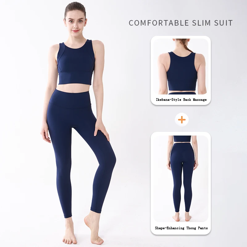 Damen 2-teiliges Yoga-Set mit Hochleistungs-BH-Pads, Yoga-Top und High-Waist-Leggings mit Po-Lifting-Effekt für Laufen, Fitness und Sport