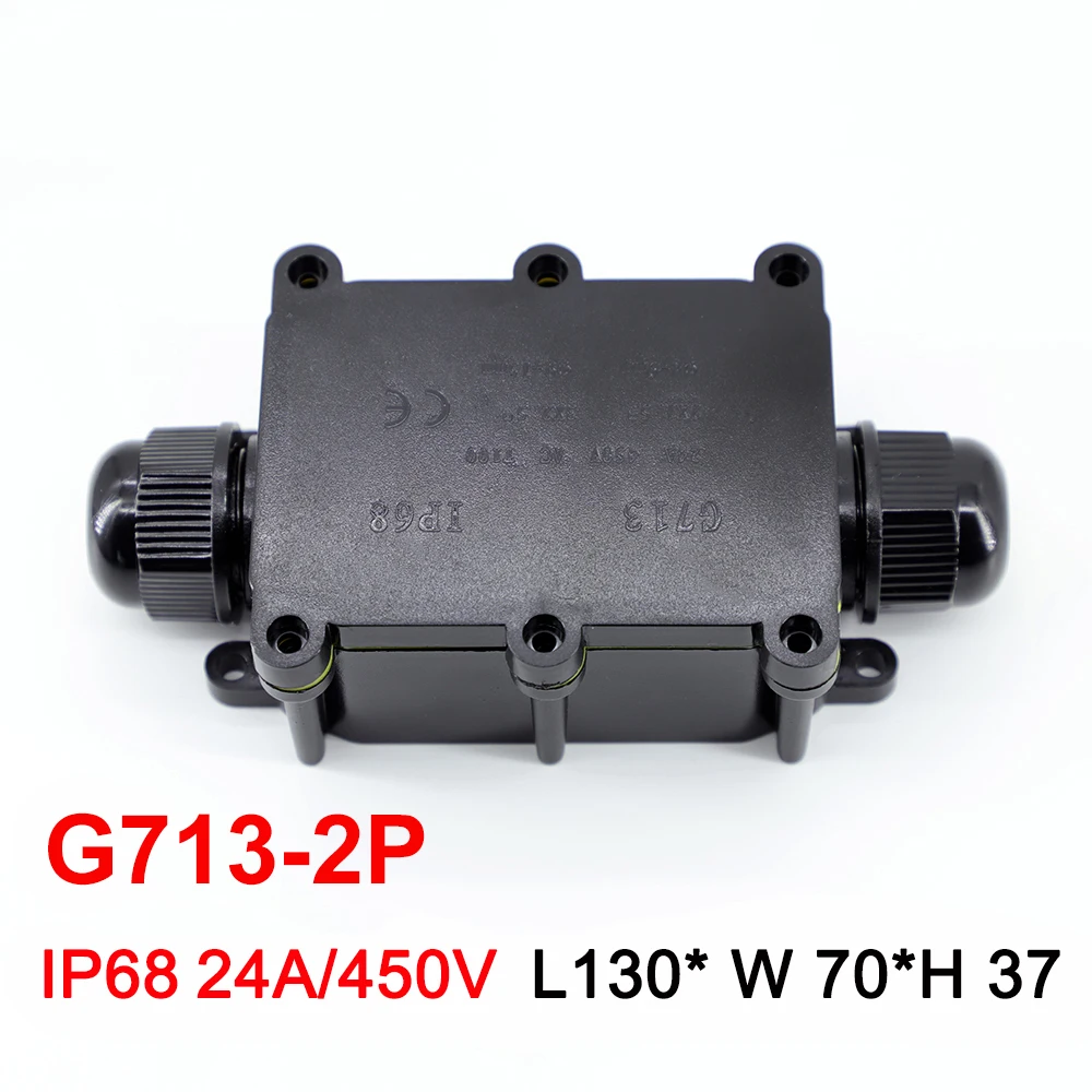 

IP68 2 Way Waterproof Electrical Junction Box For Outdoor Lighting Cable,G713 2P high-quality black Cable junction box