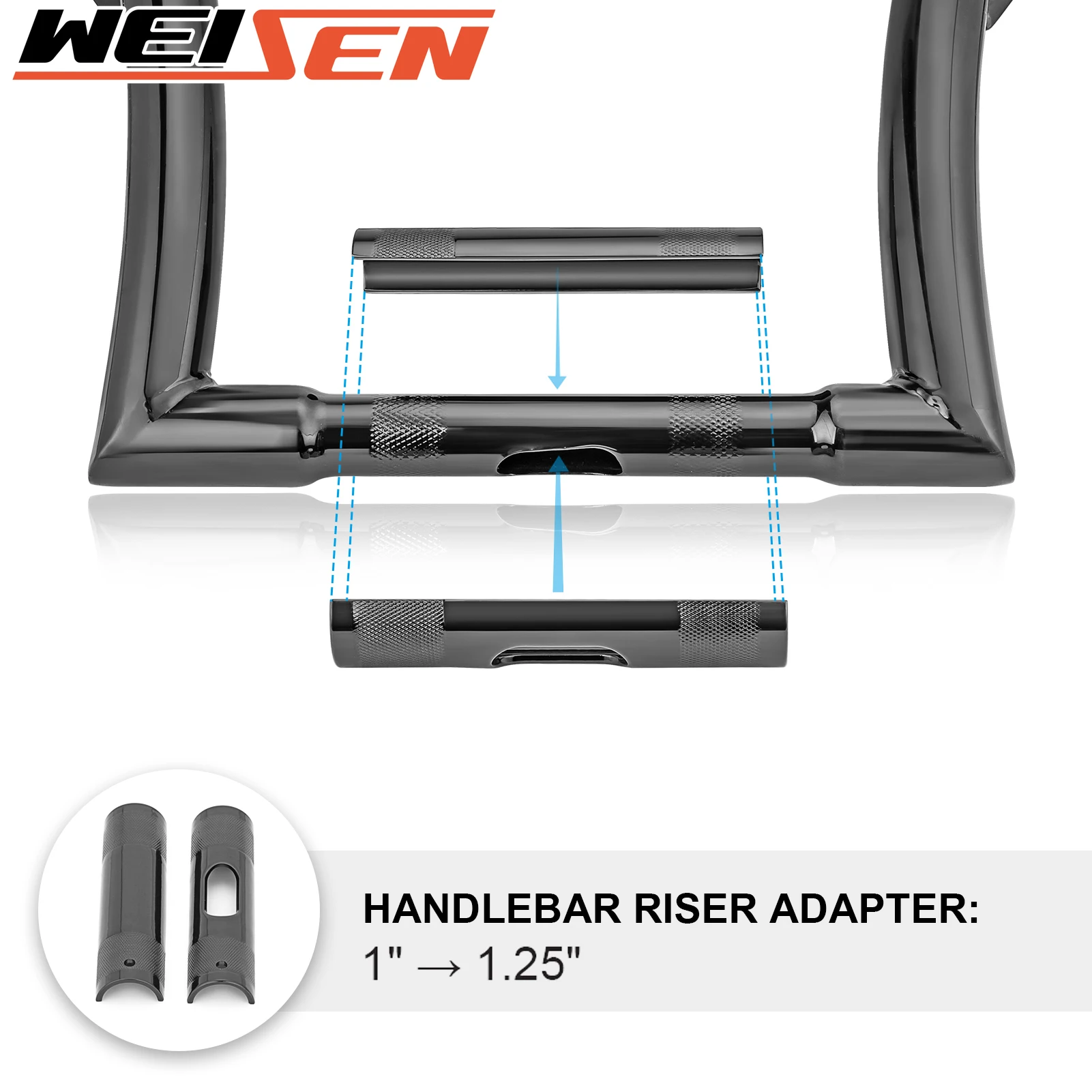 Universal Handlebar Riser Adapter Handlebar Shim Changing Mounting Diameter for 1 To 1.25 Inch Harley Dyna Road Glide Road King