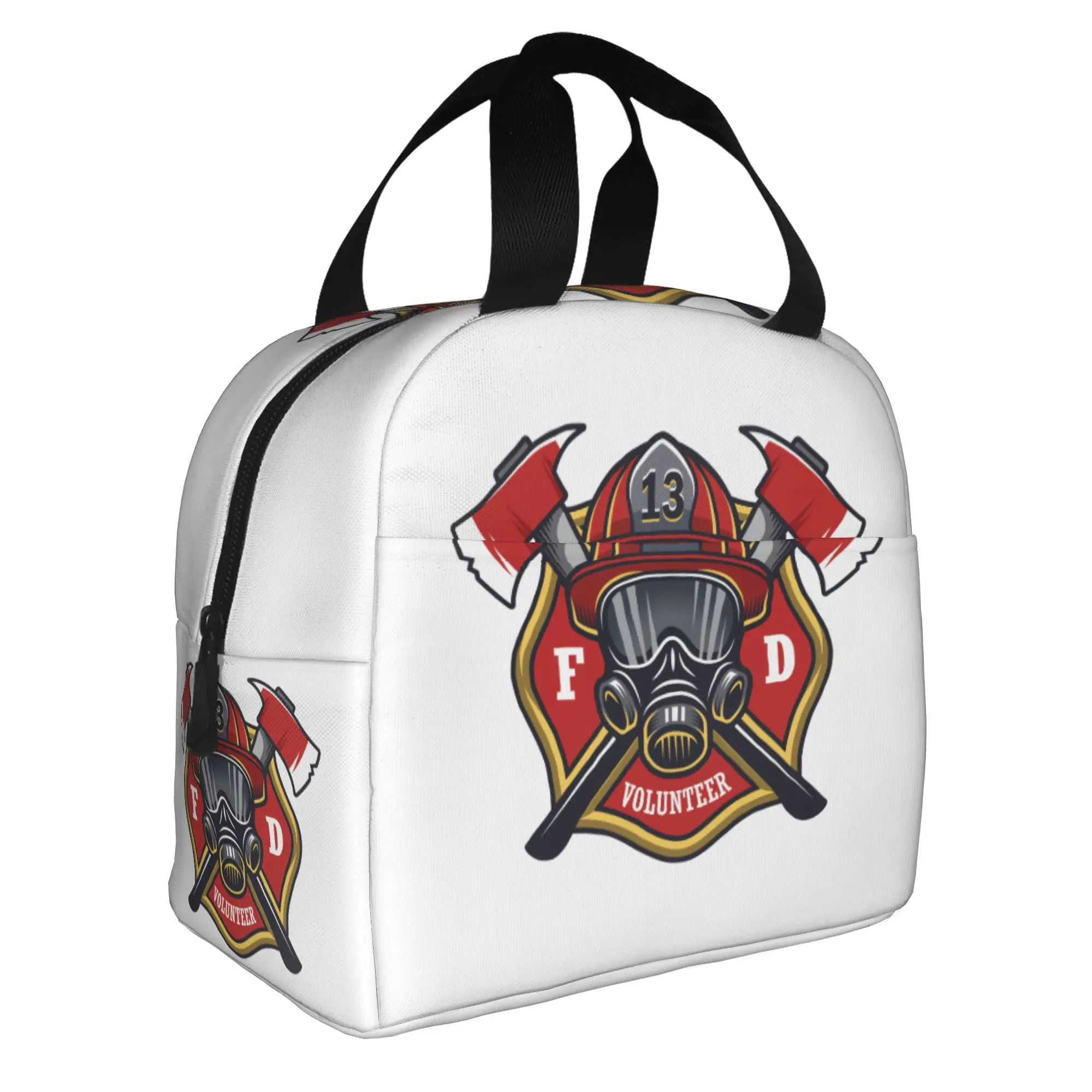 Firefighter Skull Insulated Lunch Bag for Outdoor Picnic Fireman Fire Rescue Leakproof Cooler Thermal Lunch Box Women Men
