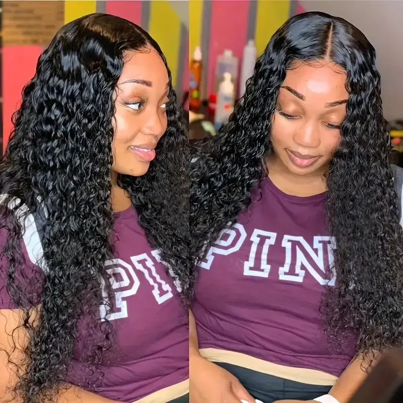 Rosabeauty Deep Curly 250 Density HD 13X6 Transparent Water Wave Lace Frontal Wigs 30 40 Inch 13X4 Front Human Hair Wig