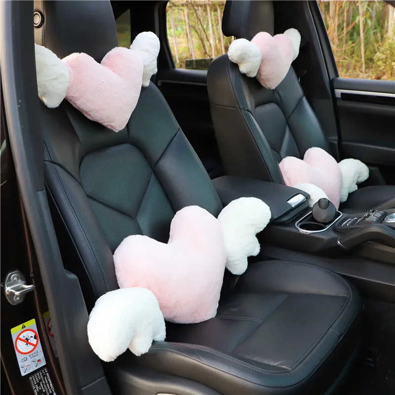 

Heart-Shaped Car Headrest Plush Love Neck Pillow Seat Universal Lumbar Pillow Support Accessories Back Car Cushion