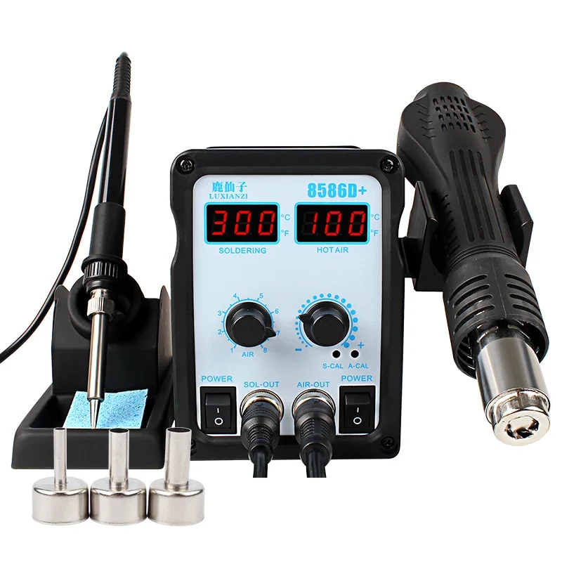 Digital Display Hot Air Gun Desoldering Station 2-in-1 8586 Electric Soldering Iron,  Mobile Phone Repair Welding Tools