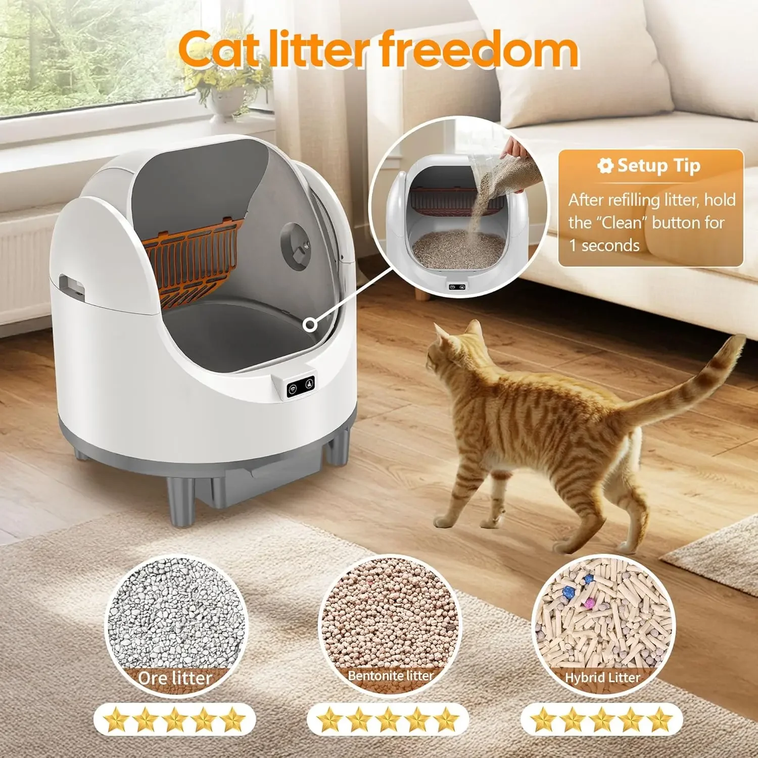 Automatic Cat Litter Box Easy To Clean Smart Intelligent Cat Toilet Self-Cleaning Semi Closed Cat Litter Box with WIFI Control