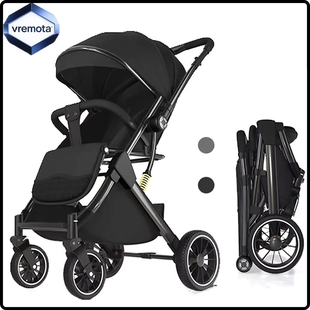 Vremota luxueux léger haute paysage bébé poussette jambes-siège pour nouveau-né une main reline poussette landau taille compacte