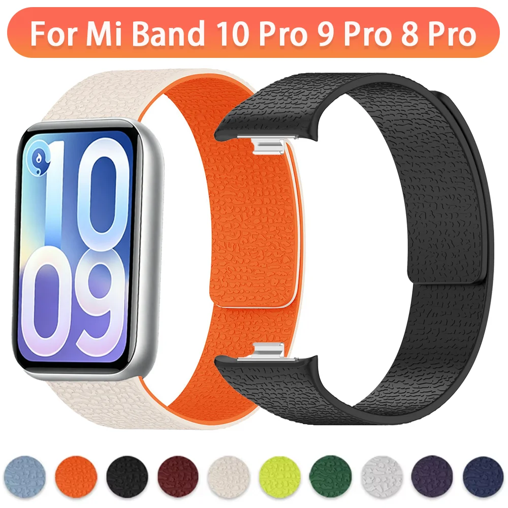 Magnetisches Silikonarmband für Xiaomi Mi Band 10 Pro 9 Pro 8 Pro Zweifarbiges Sportliches Atmungsaktives Armband für Redmi Watch 6 5 4 Correa