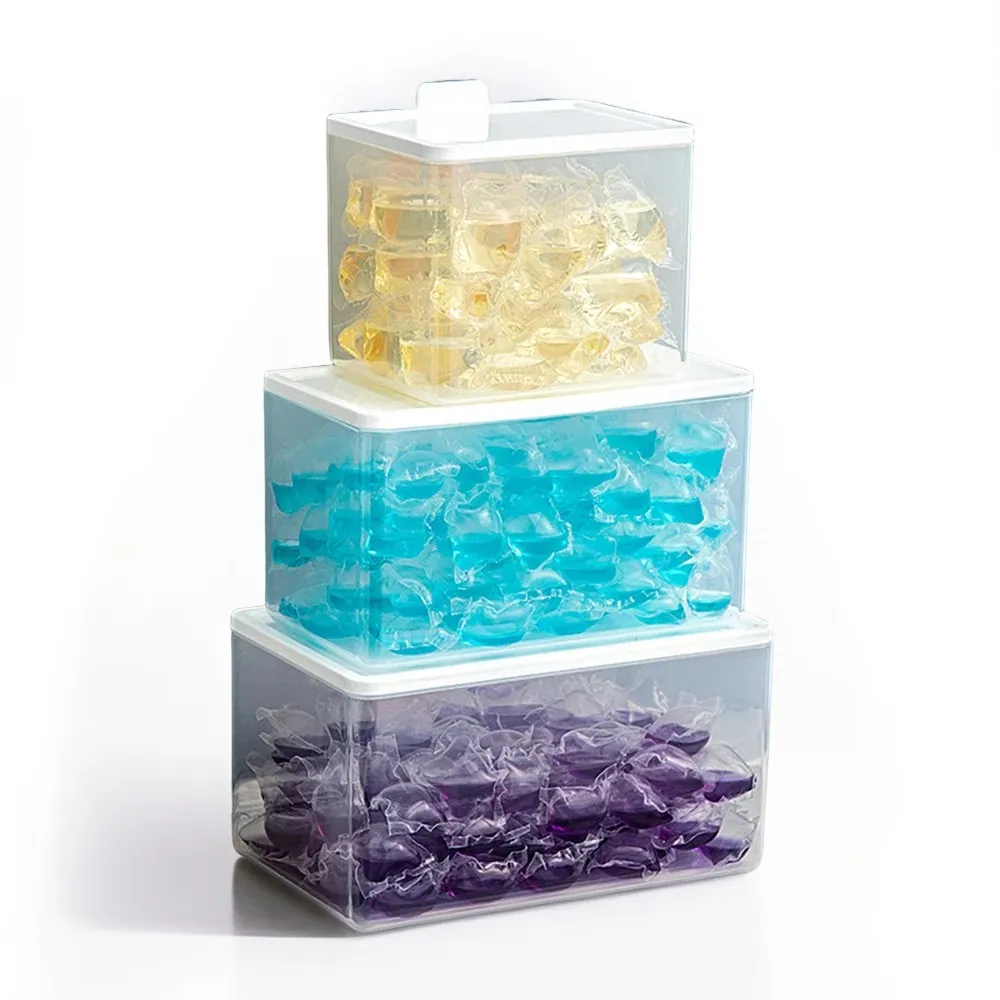 3 Sizes Laundry Pods Container Storage Box Airtight Waterproof For Laundry Room Washing Powder Laundry Beads Organization Decor