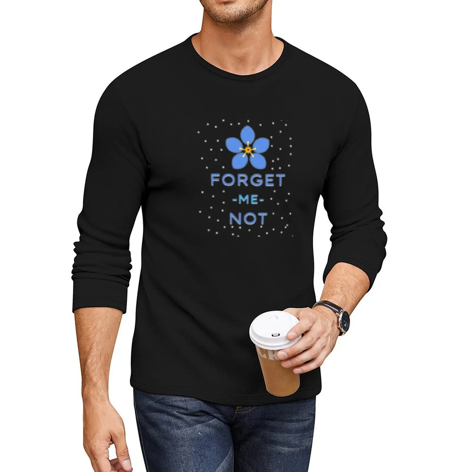 Forget-Me-Not design with flower and little dots Long T-Shirt quick drying shirt mens graphic t-shirts