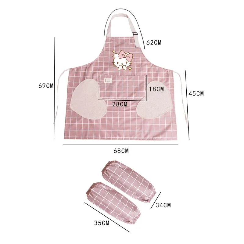 Hello Kitty Apron Hand-wiping Kitchen Household Cooking Apron Cute Waterproof Oilproof Adult Coffee Overalls Baking Accessories