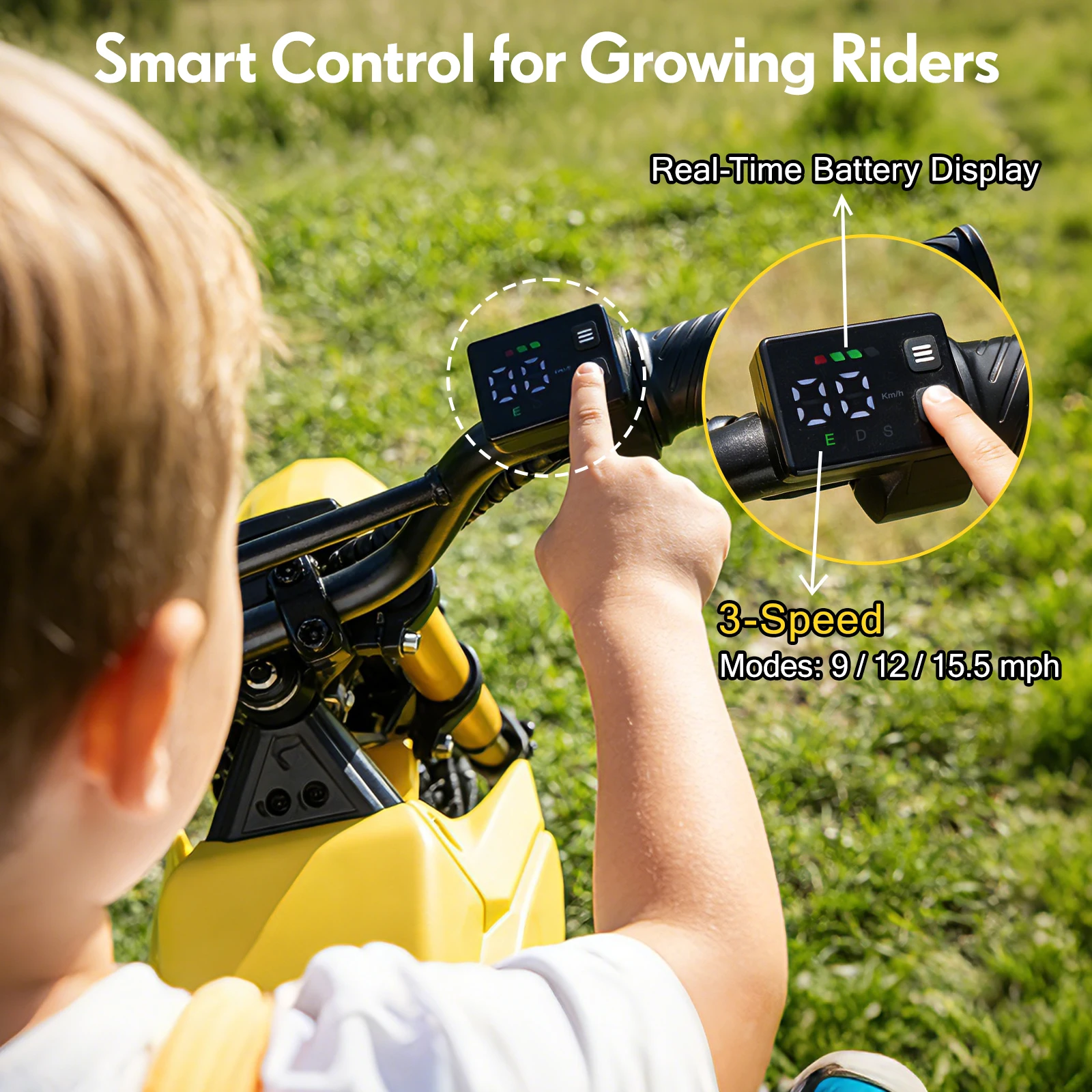 DuoDian Electric Dirt Bike for kids,850W Peak Motor 16MPH Top Speed, 6.8Miles Range 36V 4Ah Battery, 12*2.75 Inch Inflatable Tires, Rear Disc Brake For Road age 3-10 view 6