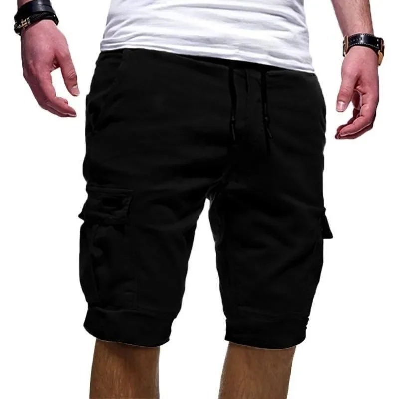 Y2K Harajuku All Match Trousers Solid Color Streetwear Elegant Fashion Half Pants Multi Pocket Shorts Men's Clothing XT983