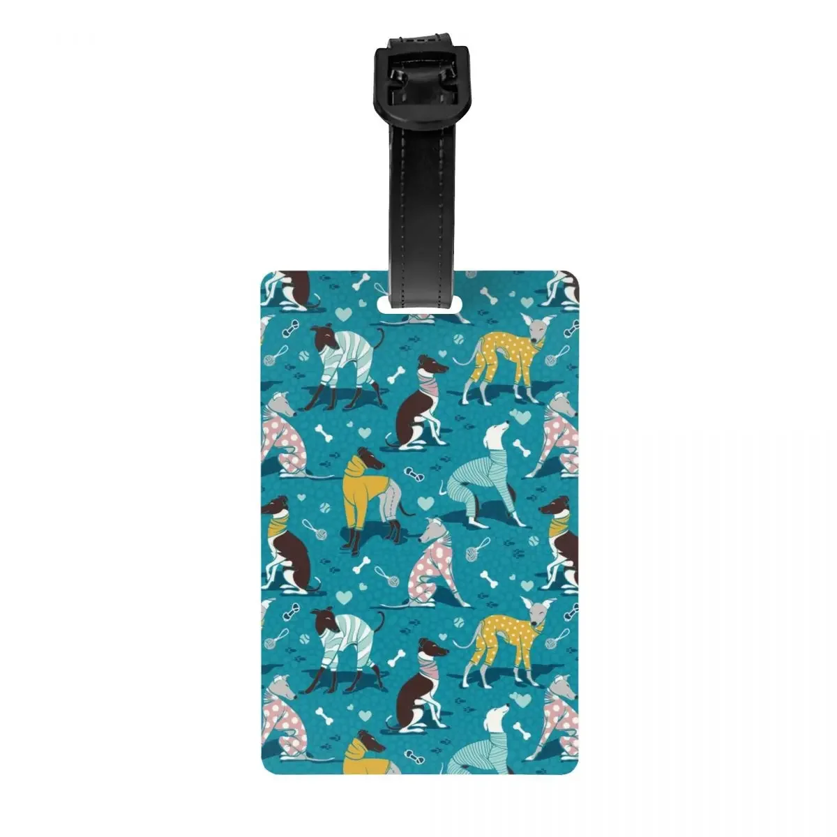 Cute Greyhounds Dog Luggage Tag Whippet Sighthound Pet Suitcase Baggage Privacy Cover ID Label