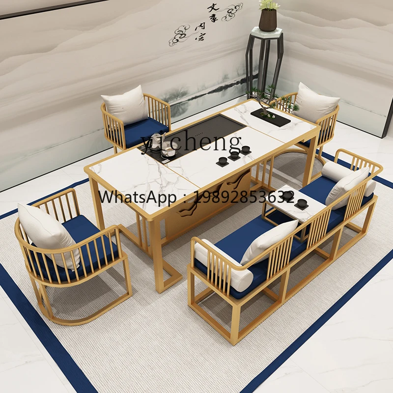 XL tea table and chair combination light luxury rock slab tea table kung fu tea set integrated