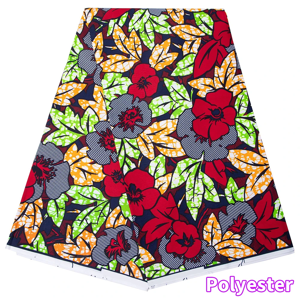 Veritablewax Fan Pattern African Fabric By the Yard Polyester Material For Handsewing High Quality Cloth for Party Dress A-27