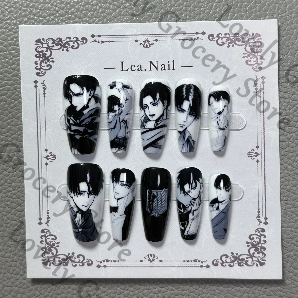 Anime Shingeki No Kyojin Levi Ackerman ataque a los Titanes Ataque A Los Titanes Cosplay dibujos animados uñas a presión manicura regalo de Navidad