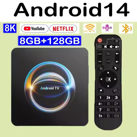 Android 14 X66 Smart TV Box HDR10+ Dual Wifi BT5.4 8K Video Rom 64GB 128GB Set Top Box Media Player with Google Voice Assistant