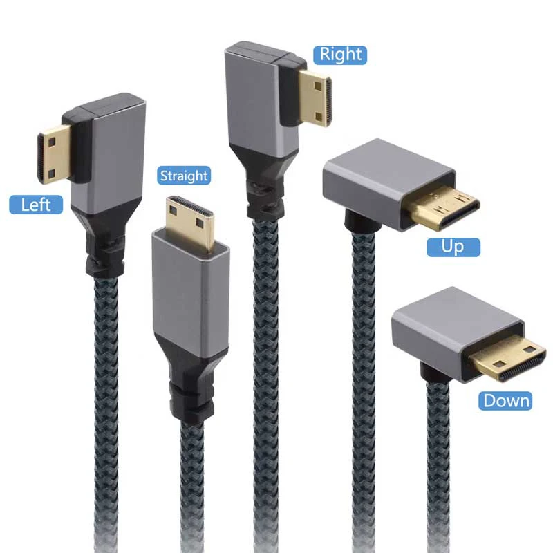 4K Mini hdmi to HDMI-compatible Female Elbow short cable.HD mini to standard Video Conversion, Used To Connect Camera