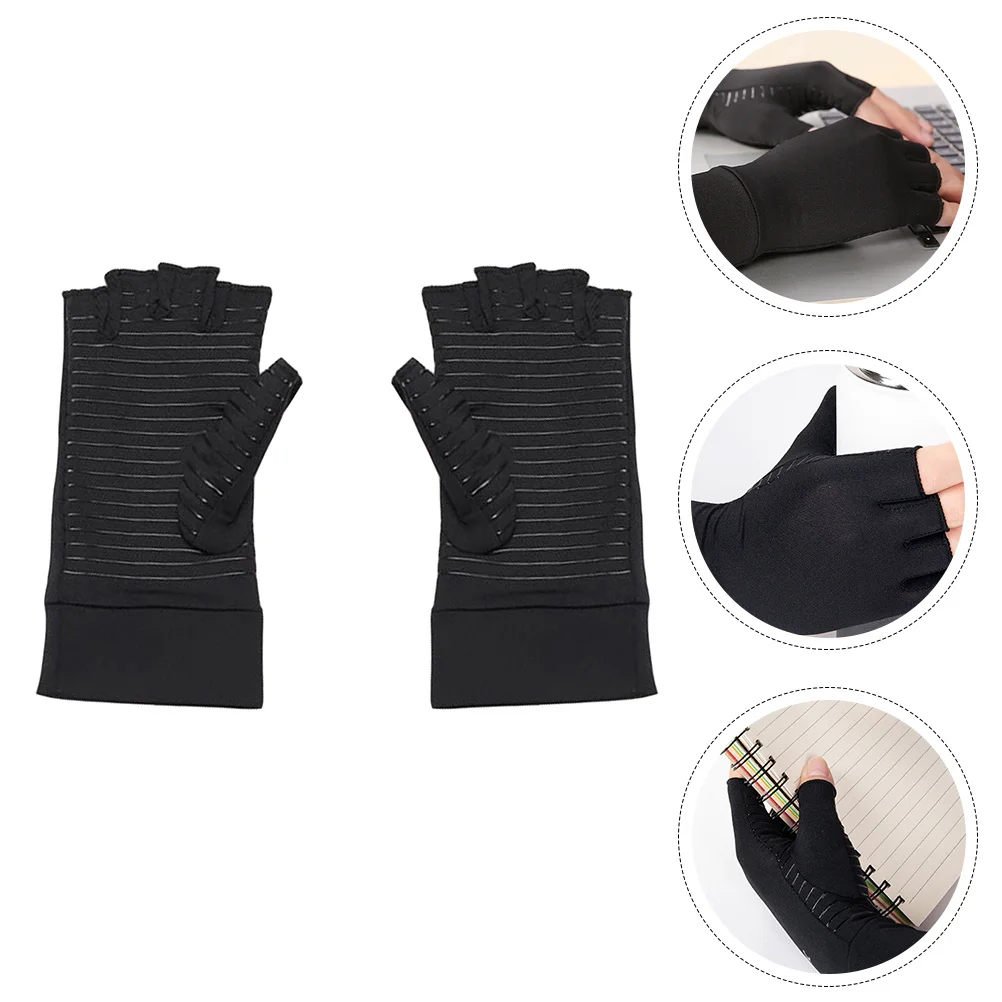 

1Pair Breathable Non-Slip Rehabilitation Gloves Flexible Half Finger Protectors for Muscle Pain Relief Running Cycling Fitness
