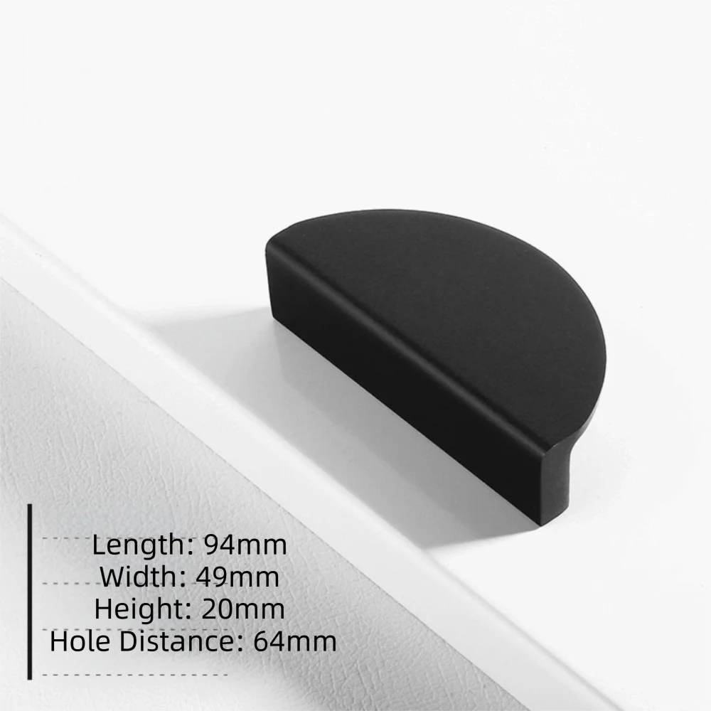 Triangle Shape Cabinet Door Handle Semi-circle Design Embedded Furniture Drawer Knob American Style Black