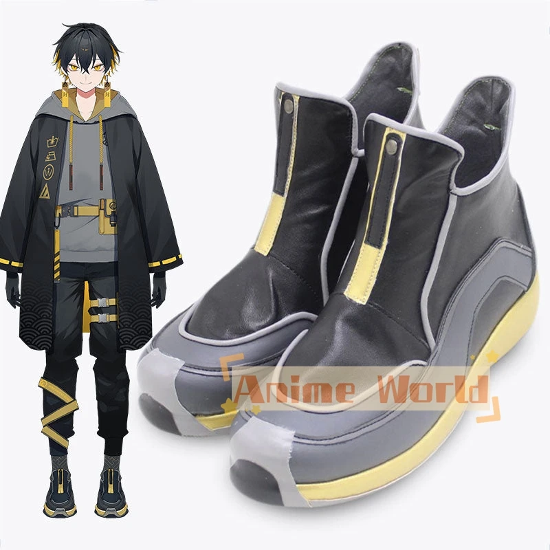 YouTuber virtuel Yatogami Fuma Cosplay chaussures en cuir PU, bottes de carnaval d'Halloween, sur mesure