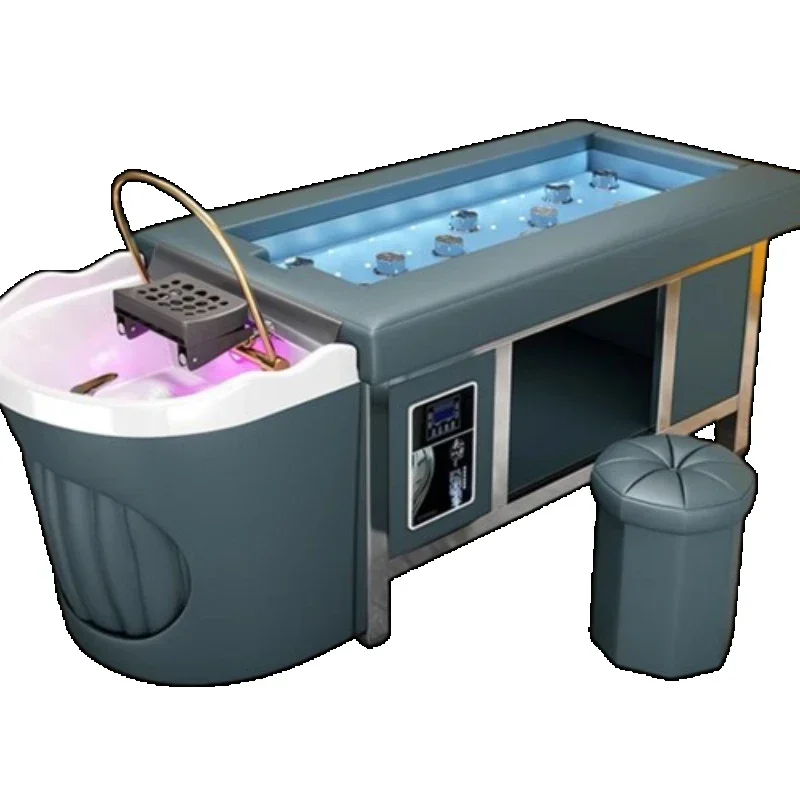 كرسي شامبو للحلاقة الفاخر لتدليك مستحضرات التجميل، سرير سبا، وعاء تصفيف الشعر، أثاث فاخر لصالونات التجميل Cama Champou Rendy