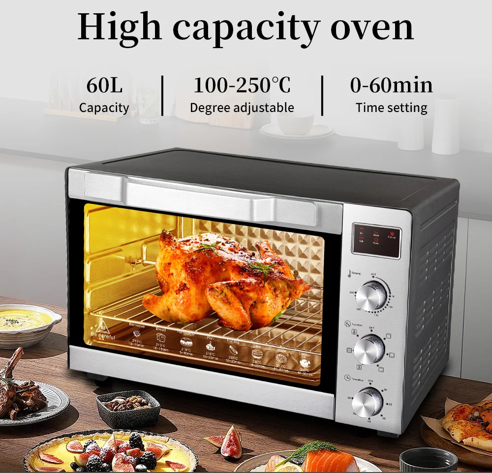 Kitchen Appliances 60L Oven New Multifunctional Stainless Steel Electric Household Oven