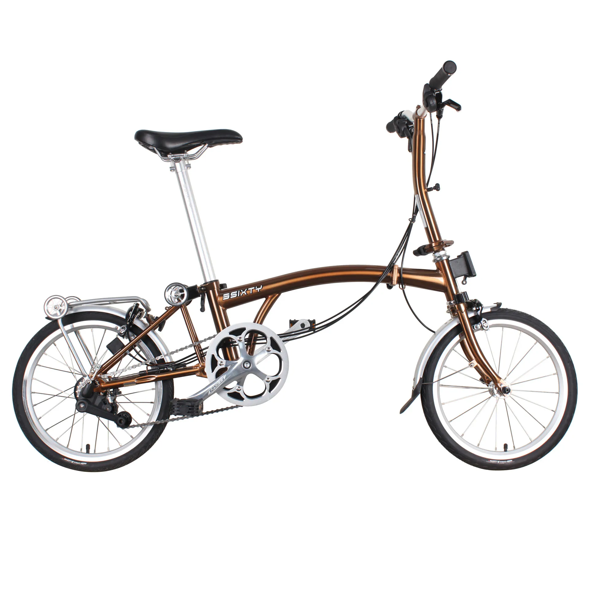 3sixty 16 inch folding bike chameleon blue/electro bronze tri-folding bicycle lightweight 6 speed Men or Women