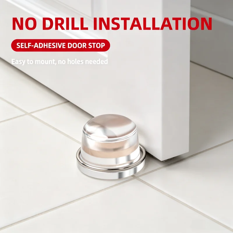 Multi‑Purpose Self‑Adhesive Anti‑Collision Wall Bumper, No‑Drill Silicone Door Stopper for Cabinet Fridge Glass Door Handle Shoc