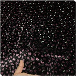 Small Crescent Flower Hollow Silk Velvet Mulberry Silk Cotton Velvet Fabric for Dresses, Qipao, Shirts, and Short Sleeves