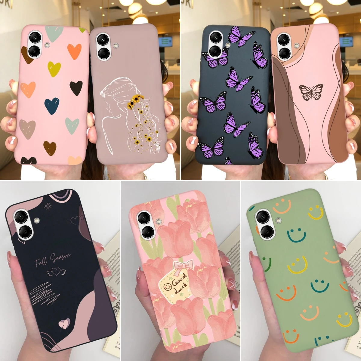 For Samsung Galaxy A04 A04E M04 F04 4G Phone Case Beautiful Butterfly Silicone Matte Cover Shockproof Coque For A 04 A 04E Funda