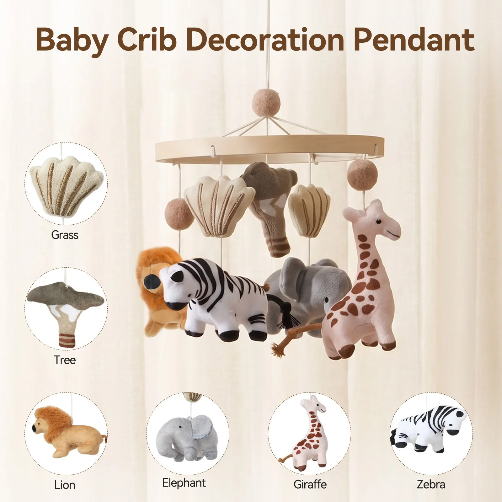 Animal Cotton Bed Bell Decoration Soothing Baby Crib Bell Ringing Soft Toy for Comforting And Decorative Purposes