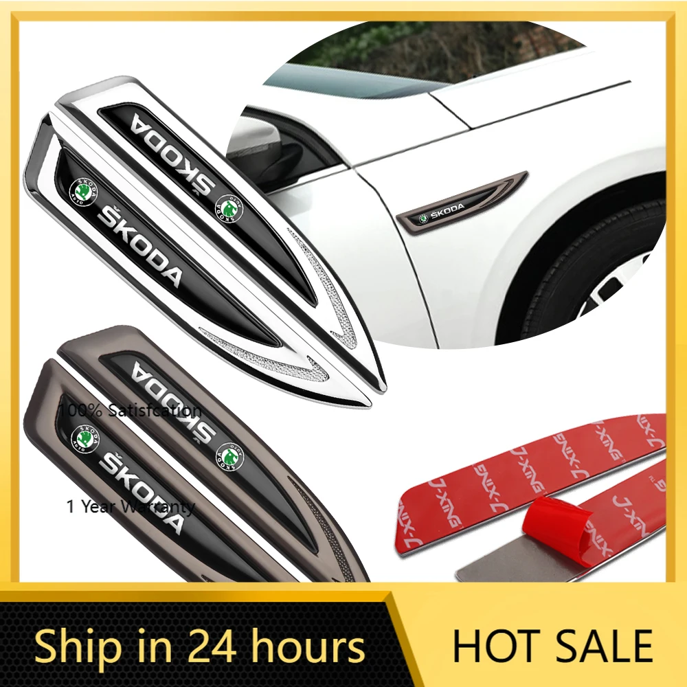 

2026 Hot Car Sticker 2Pcs Car Styling Metal Side Fender Knife Badge Stickers Accessories For Skoda Octavia Rapid Fabia A7 Super