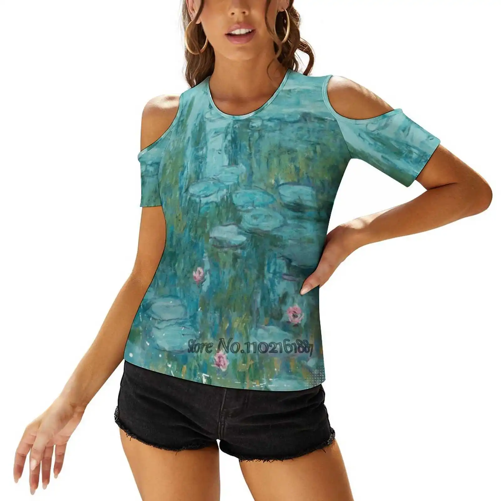 Water Lilies C. 1915 - Claude Women Print T-Shirt Summer Sexy Tops Streetwear T Shirt Korean Tops Van Gogh Cezanne Manet