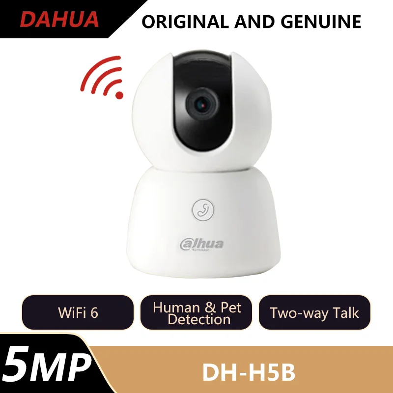 

Dahua 5MP Indoor Fixed-focal Wi-Fi PT IP Camera Human & Pet Detection Auto Tracking Two-way Talk Bluetooth DH-H5B