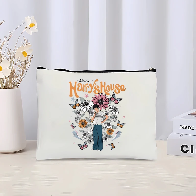 Welcome to Harry's House Pattern Printed Makeup Bag for Women Canvas Bag for Women Medicine Bag for Girls Zipper Wallet Reusable