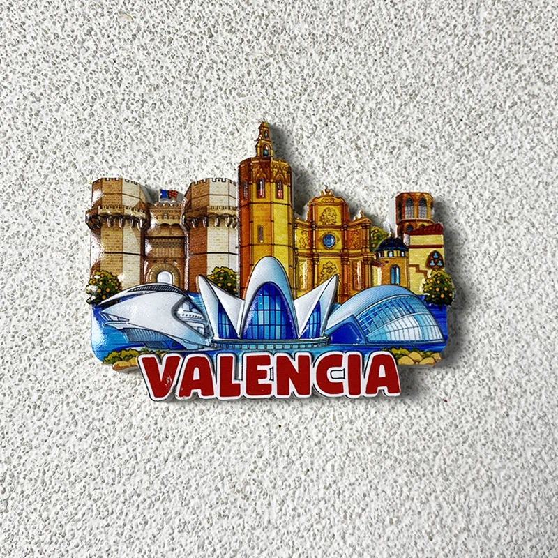

Valencia, Spain tourism souvenirs 3d three-dimensional creative decoration castle building magnetic refrigerator magnets