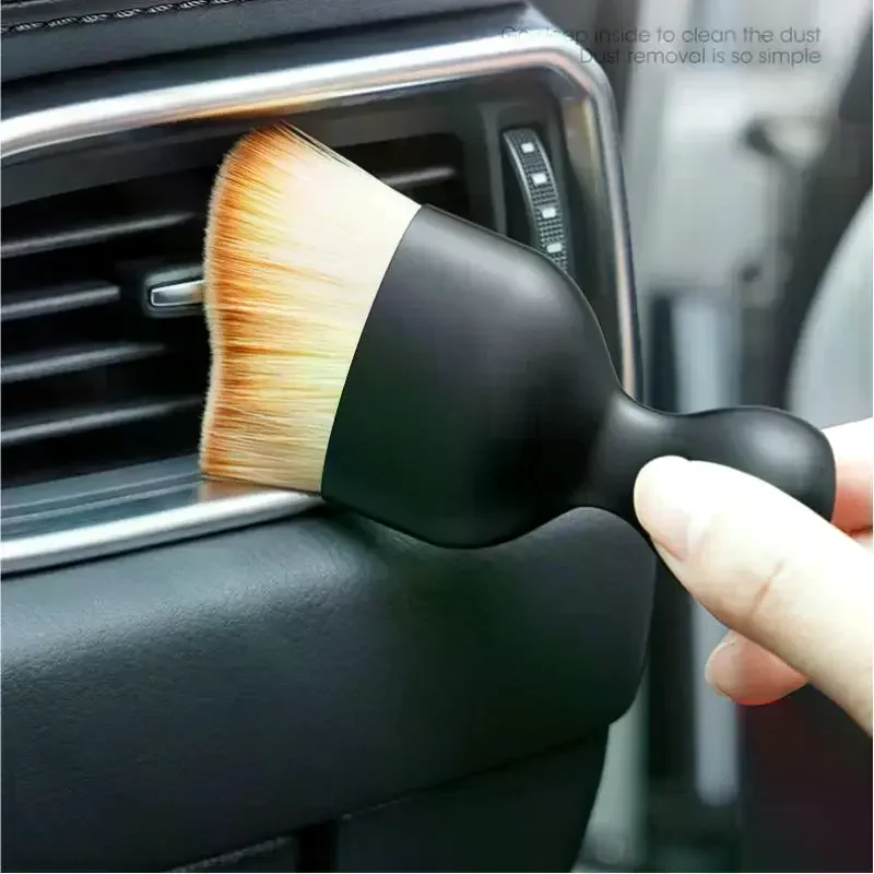 Car Interior Cleaning Brush Conditioner Air Outlet Soft Fur Clean Brushes With Shells Crevice Dust Removal Detailing Brush Tool