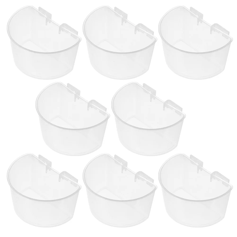 

8Pcs Plastic Bird Cage Cups Pigeon Hanging Feeders Durable Water Bowls Feeding Containers for Small Pets Pet Feeder