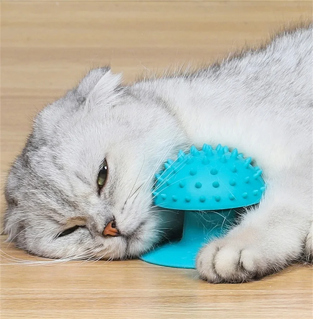 Pet Cat Brush Hair Removal Massage Comb Cats Rubbing Tickling Brush Rubs Face Grooming Self Cleaning Scrubber Beauty Products