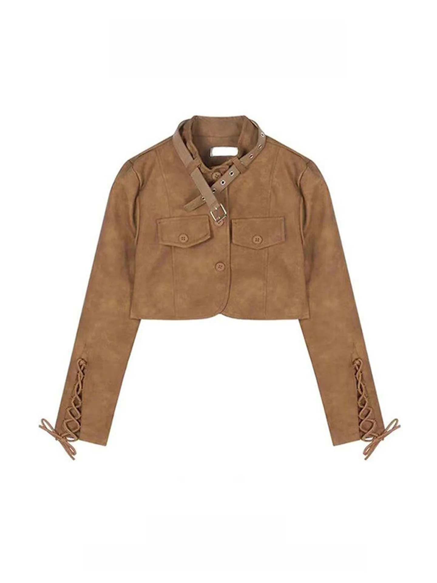 

Женская короткая куртка Browan Motorcycle Jaet из искусственной кожи для ранней осени, с оригинальным дизайном, дышащая, с круглым вырезом, на пуговицах.