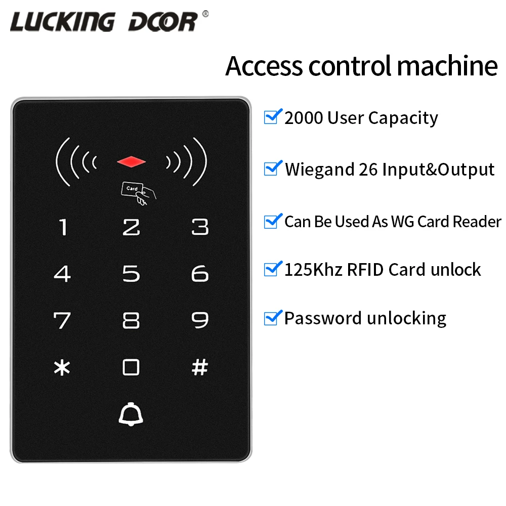 

New in 12V & 24V 2000 Users Keyless Door Lock Opener Touch Screen Standalone Access Controller Keypad RFID Access Control System