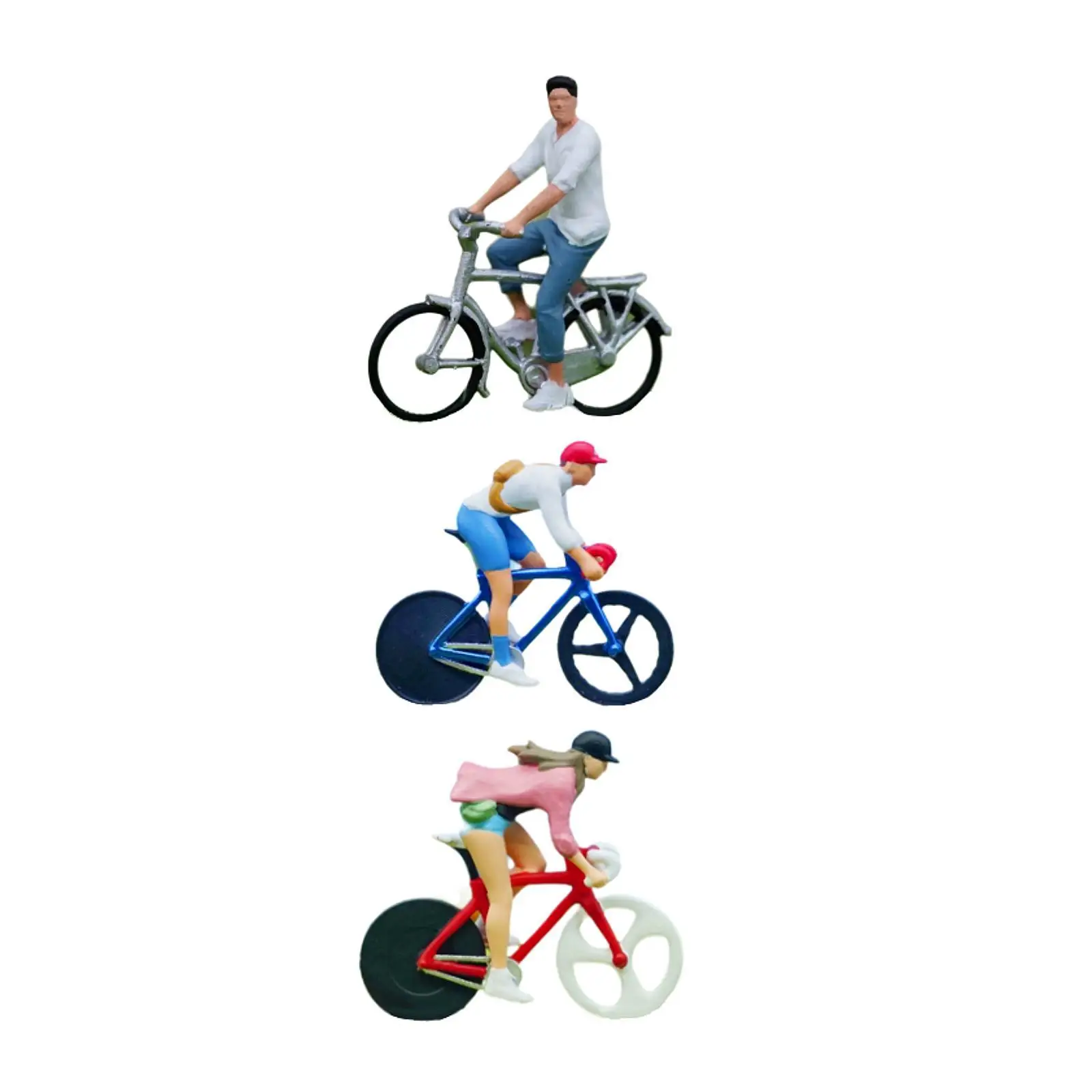 

1/64 Cyclist Photo Prop Desk Decoration Resin Riding Figure for Scenery Landscape Photography Props Diorama Dollhouse Layout