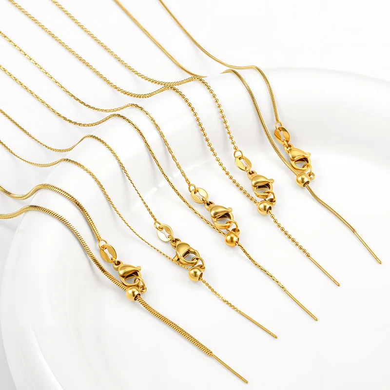 

Универсальная регулируемая цепочка из титановой стали, ювелирные изделия «сделай сам», кулон с бисером, ожерелье из нержавеющей стали для мужчин и женщин, 50 см