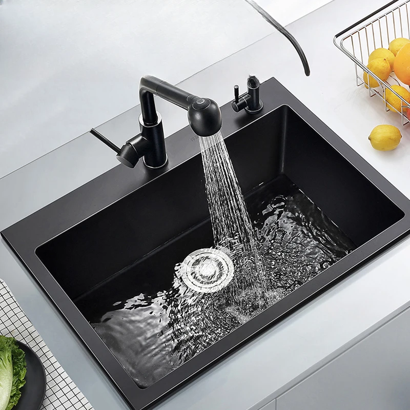 

Quartz stone sink 930019T vegetable washing basin dishwashing basin stainless steel drainage basket water basin single groove