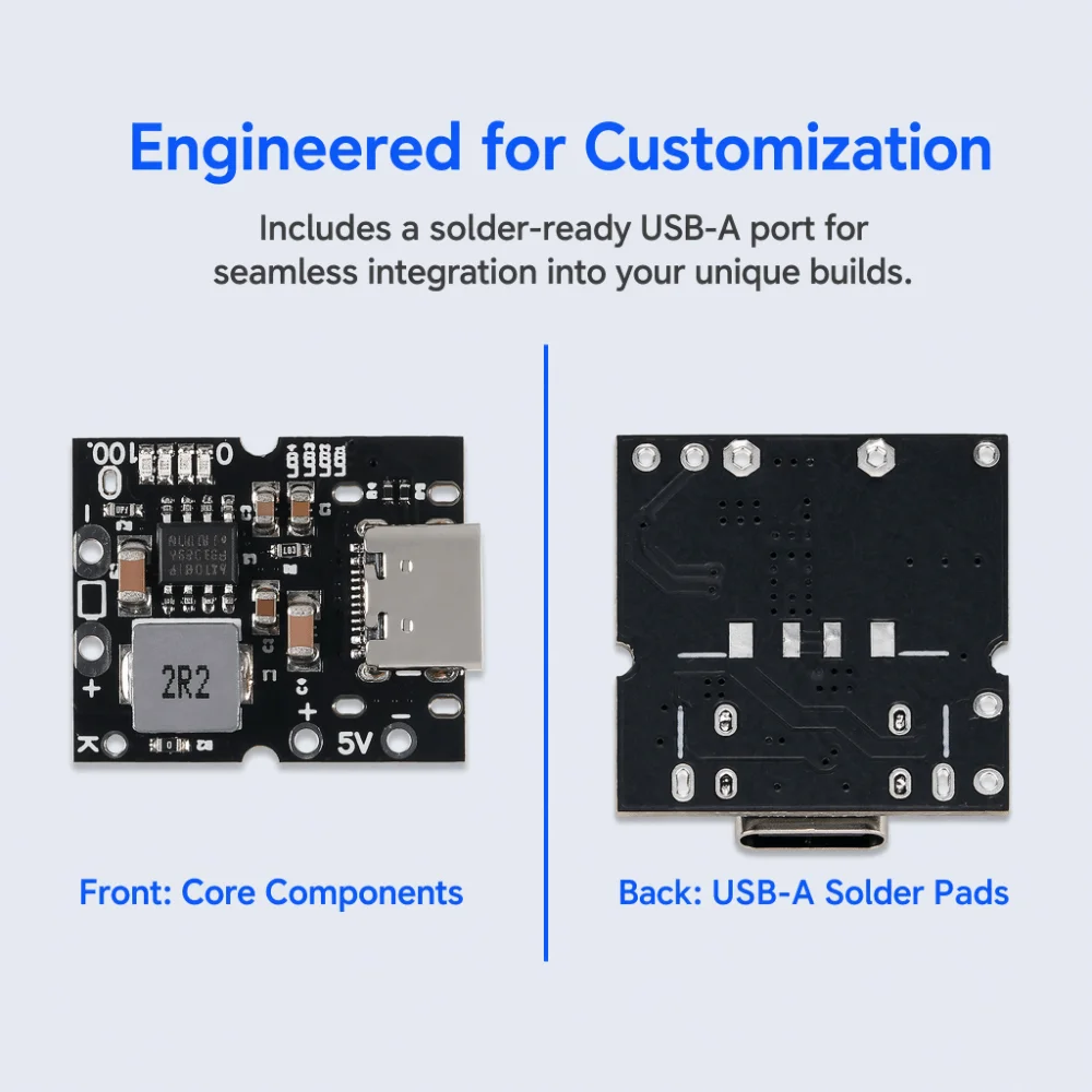 5V 2A 5V 3.1A Power Supply Module Overcharge Protection Type-C Connector Boost Converter Adjustable Output USB Charging Board