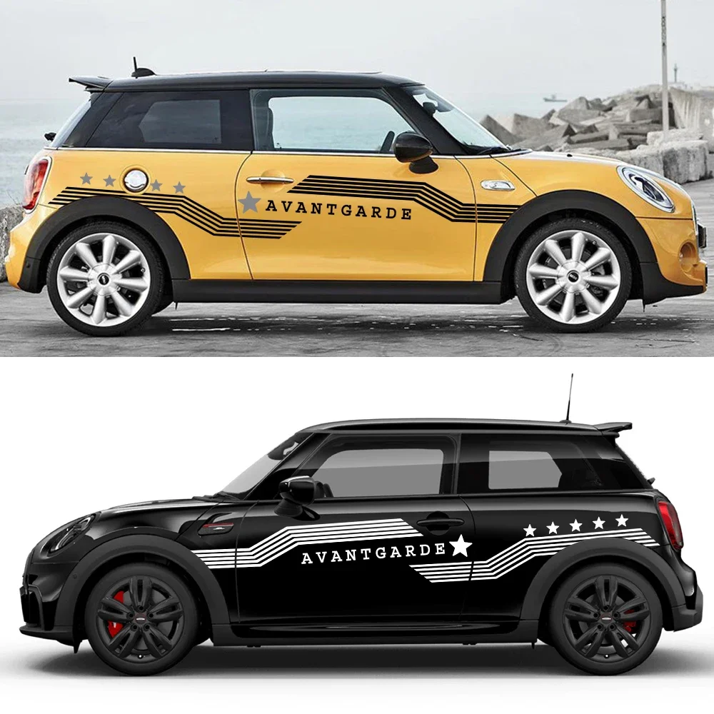 2PC Car Side Stickers For MINI Cooper S One JCW F56 F55 F60 R56 R60 F54 Auto Accessories Sport Stripes Styling Vinyl Film Decals