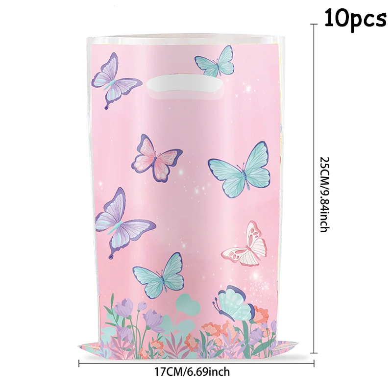 10Pcs Butterfly Party Goodie Bags Pink Butterfly Candy Gift Bags For Butterfly Wedding Birthday Party Decor Outdoor Party Favor